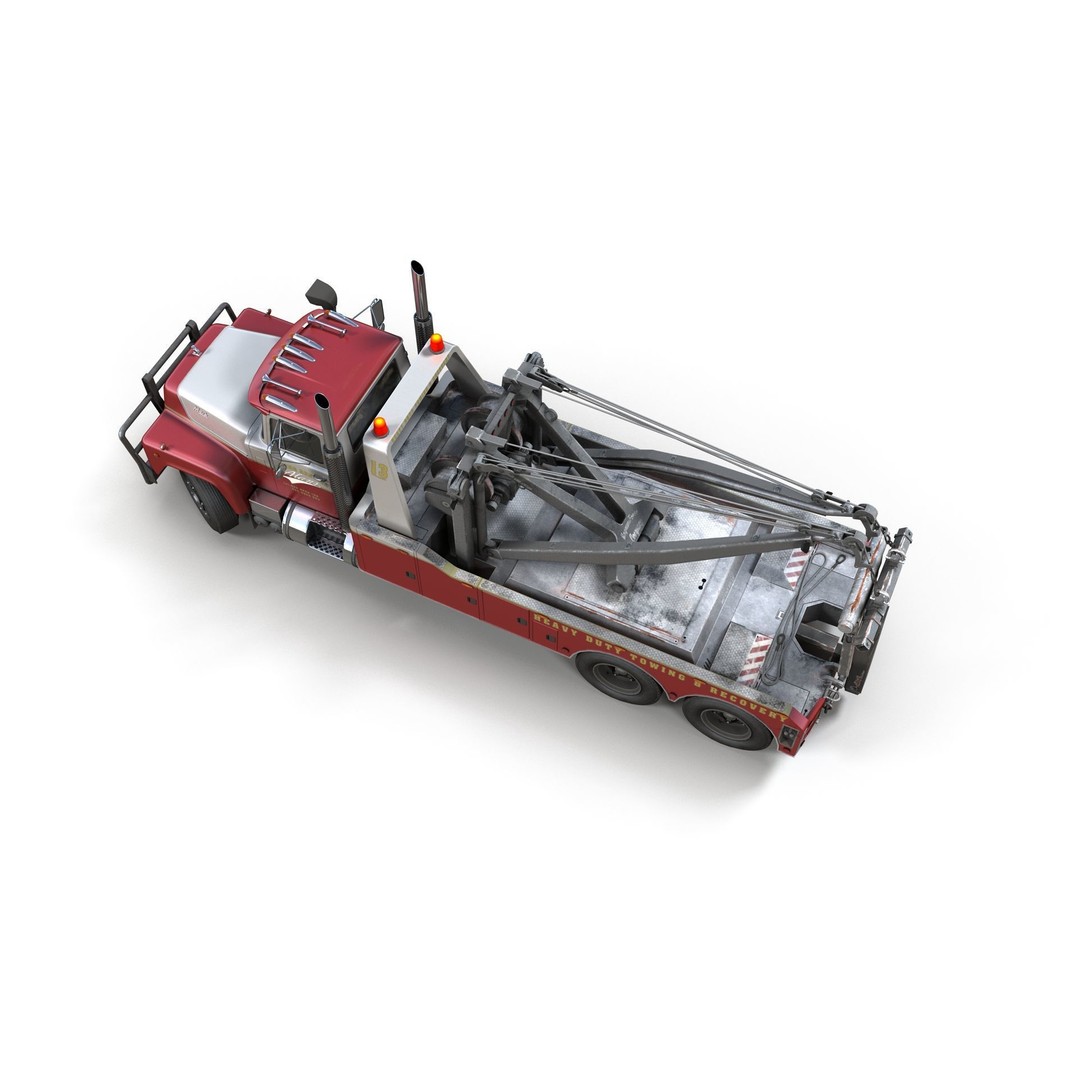 Vintage Heavy Wrecker 3D Model – Low Poly Game-Ready Truck, FBX - View 5