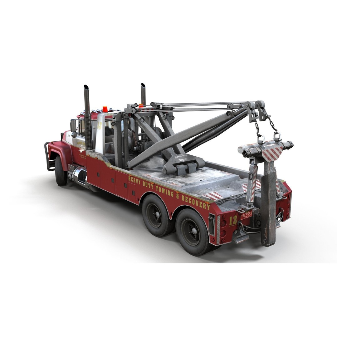 Vintage Heavy Wrecker 3D Model – Low Poly Game-Ready Truck, FBX - View 8