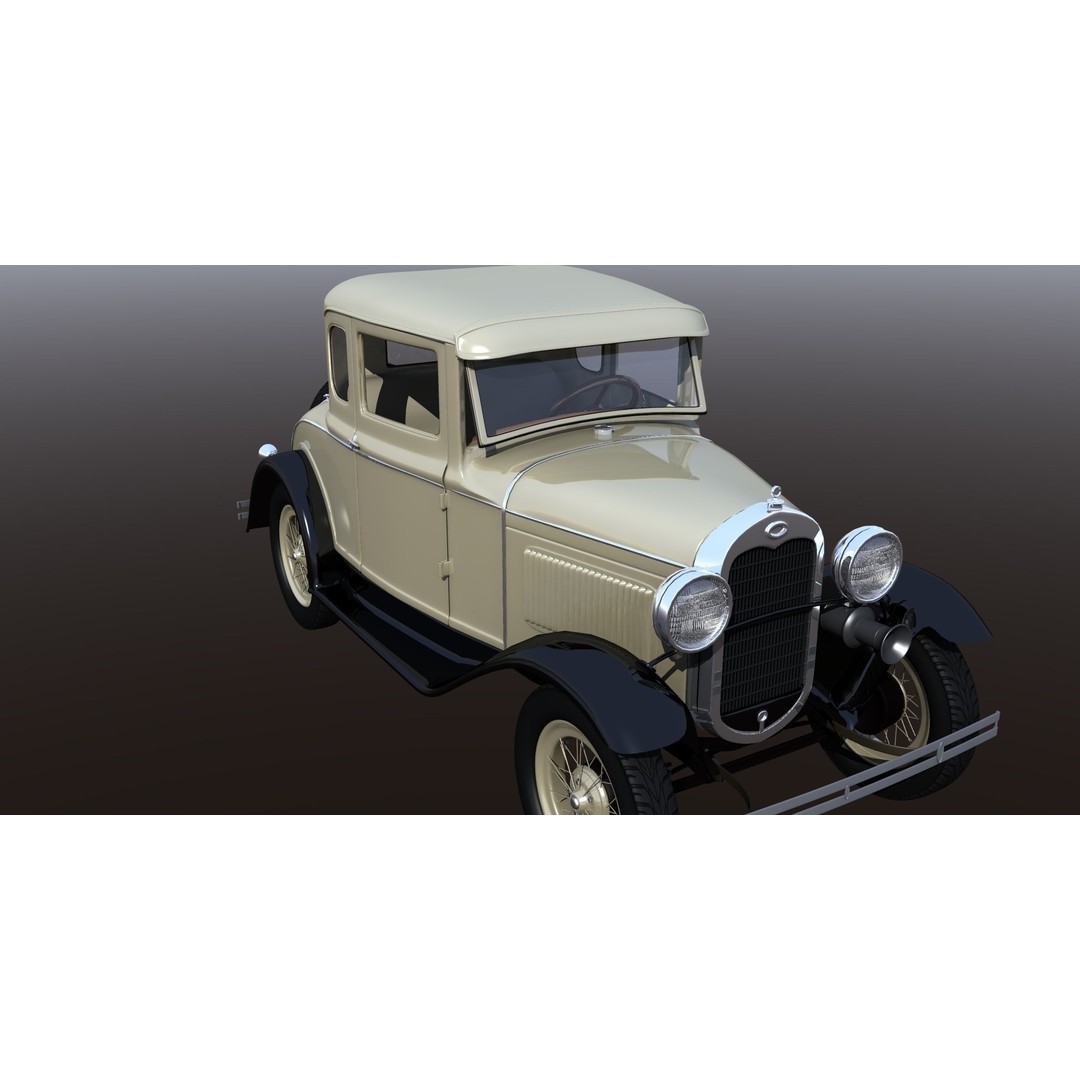 1930s Car 3D Model – Antique Vehicle for Background Use, FBX