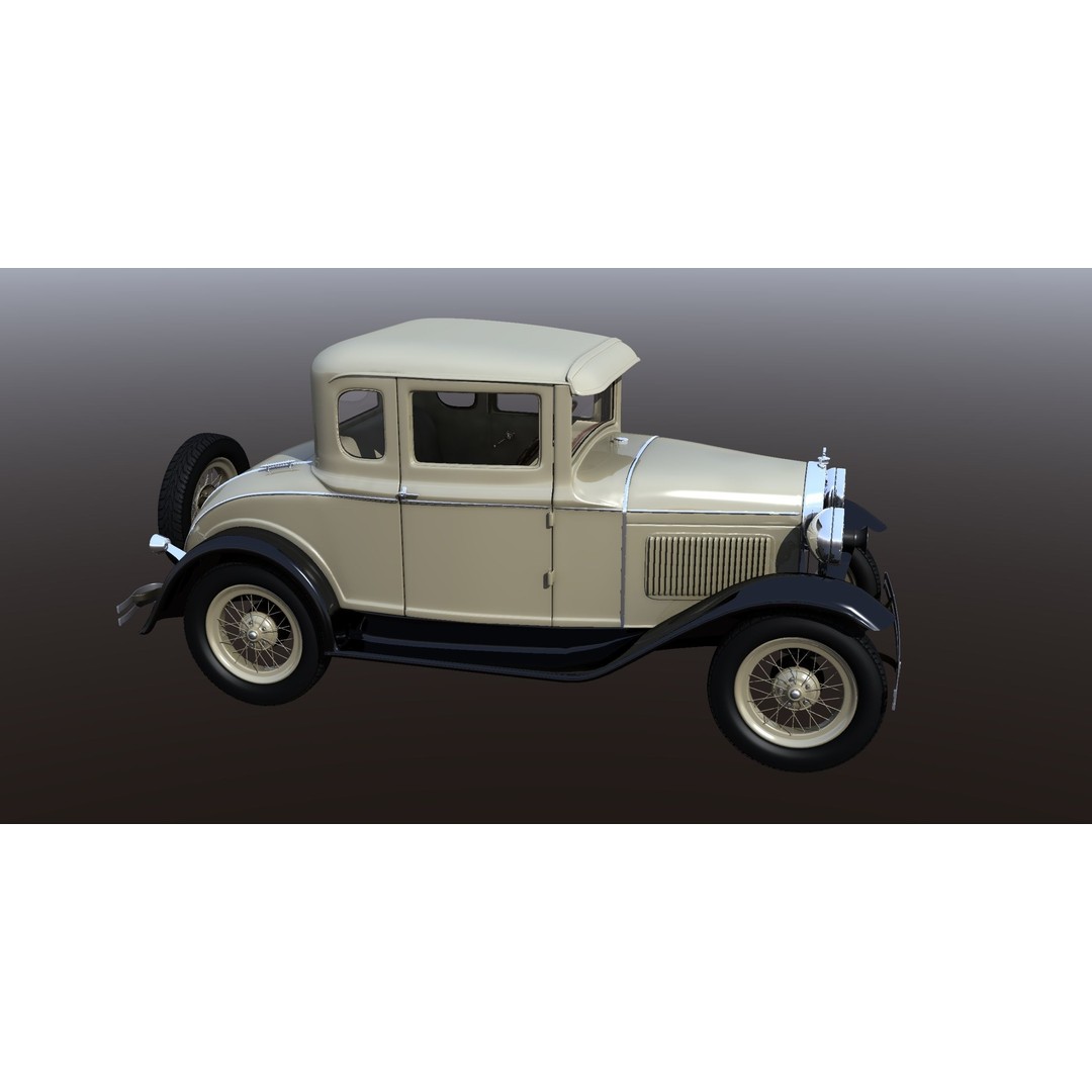 1930s Car 3D Model – Antique Vehicle for Background Use, FBX - View 10