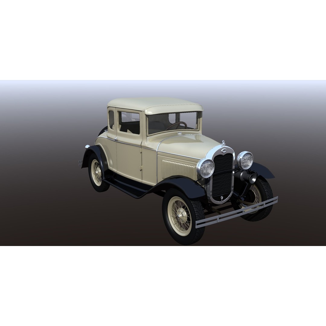 1930s Car 3D Model – Antique Vehicle for Background Use, FBX - View 11