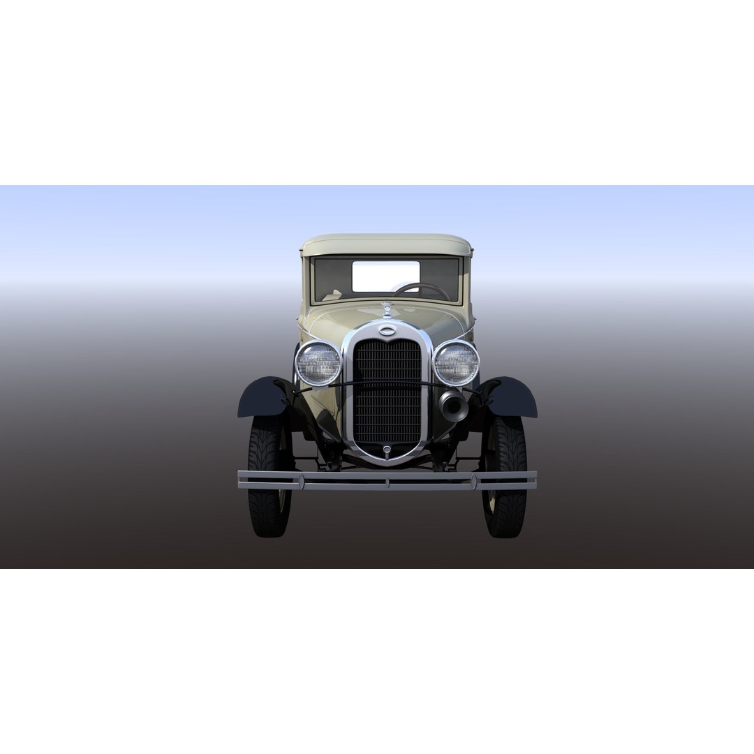 1930s Car 3D Model – Antique Vehicle for Background Use, FBX - View 12