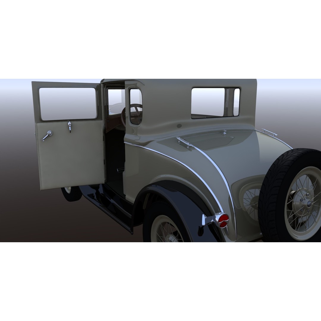 1930s Car 3D Model – Antique Vehicle for Background Use, FBX - View 14