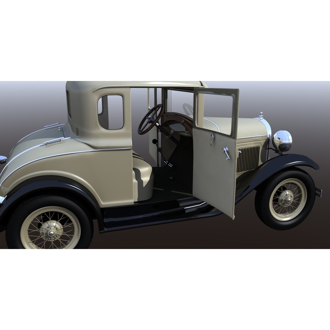 1930s Car 3D Model – Antique Vehicle for Background Use, FBX - View 15