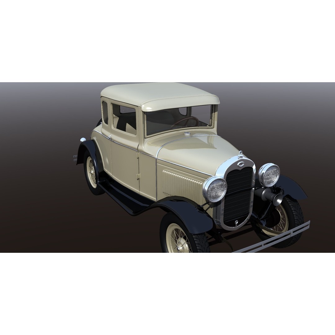 1930s Car 3D Model – Antique Vehicle for Background Use, FBX - View 16