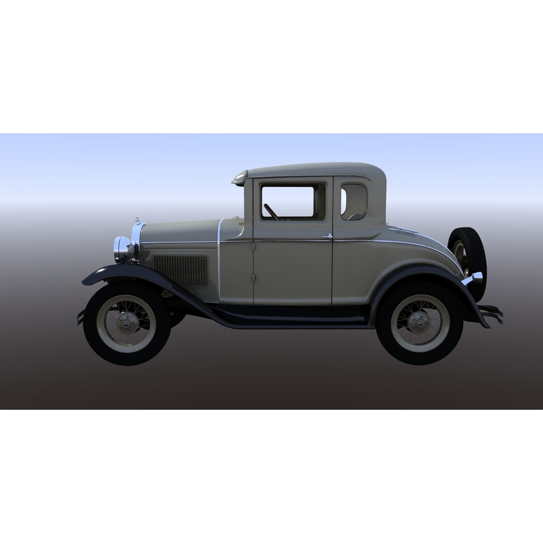 1930s Car 3D Model – Antique Vehicle for Background Use, FBX - View 4