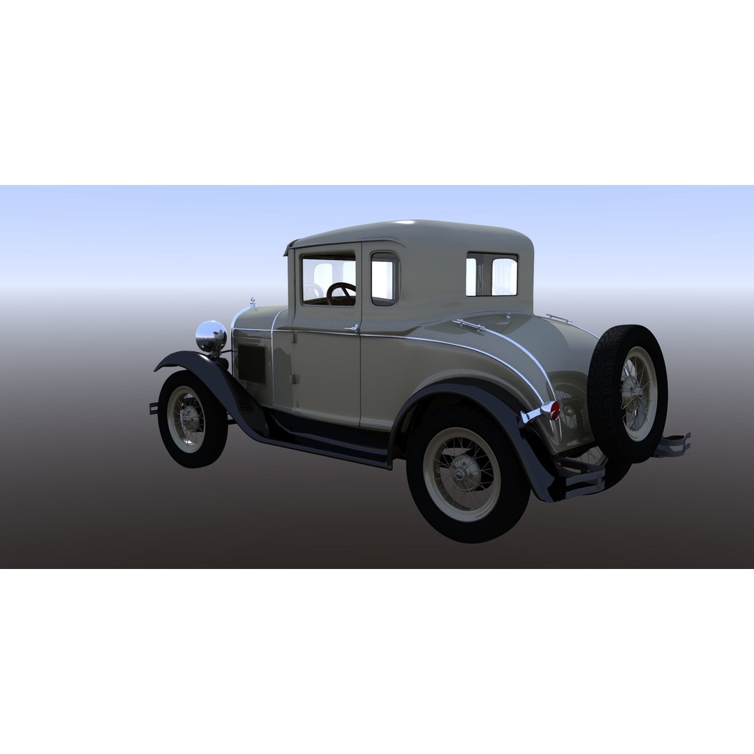 1930s Car 3D Model – Antique Vehicle for Background Use, FBX - View 5