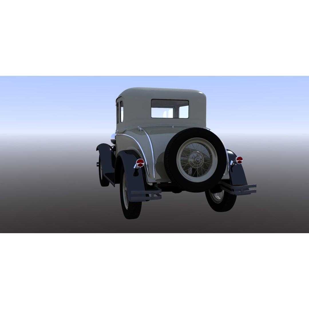 1930s Car 3D Model – Antique Vehicle for Background Use, FBX - View 6
