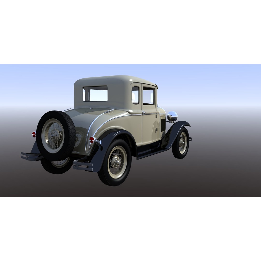 1930s Car 3D Model – Antique Vehicle for Background Use, FBX - View 8