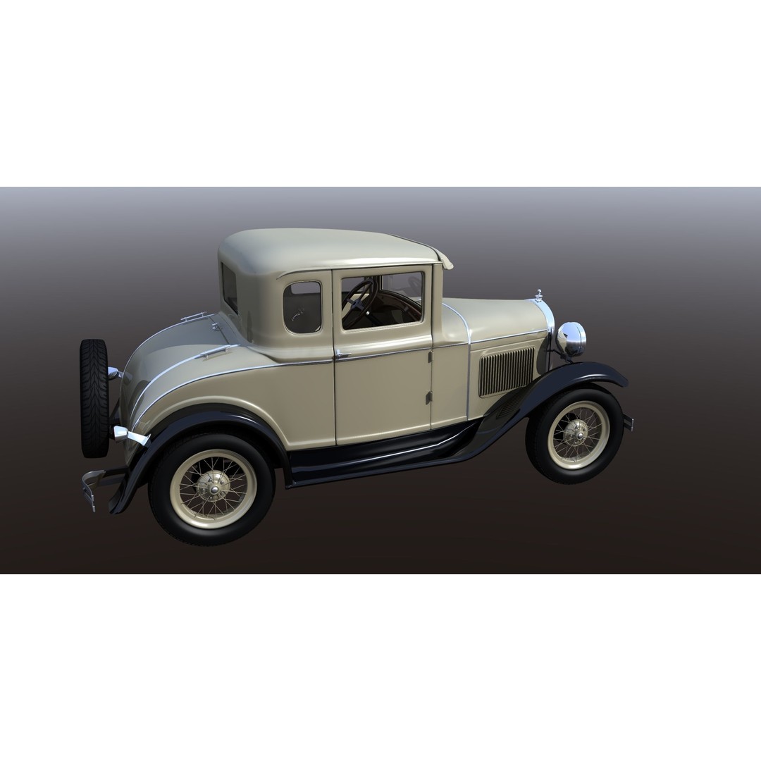 1930s Car 3D Model – Antique Vehicle for Background Use, FBX - View 9