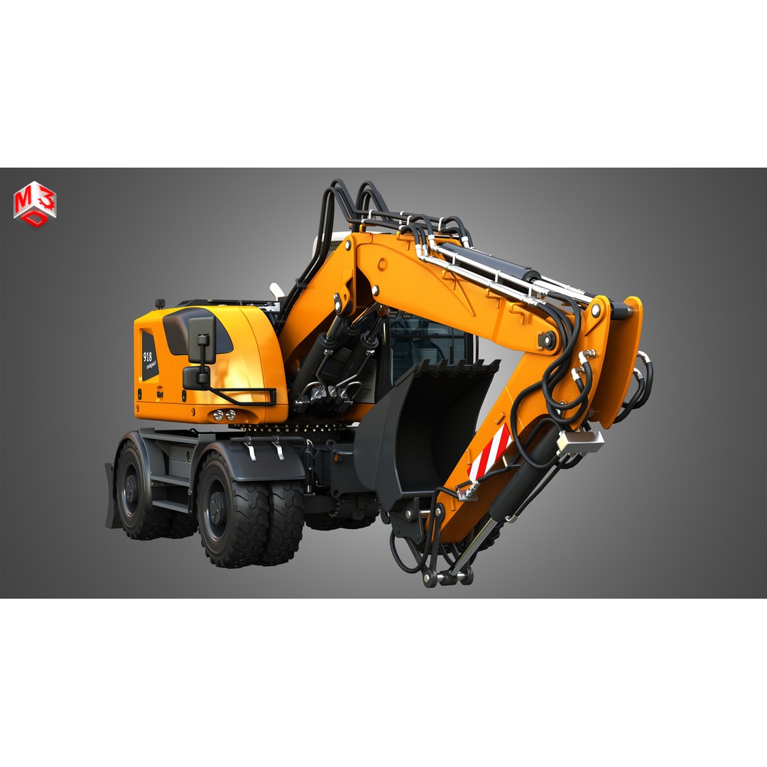 Liebherr A918 Wheeled Excavator 3D Model – High Poly PBR Asset, FBX - View 14