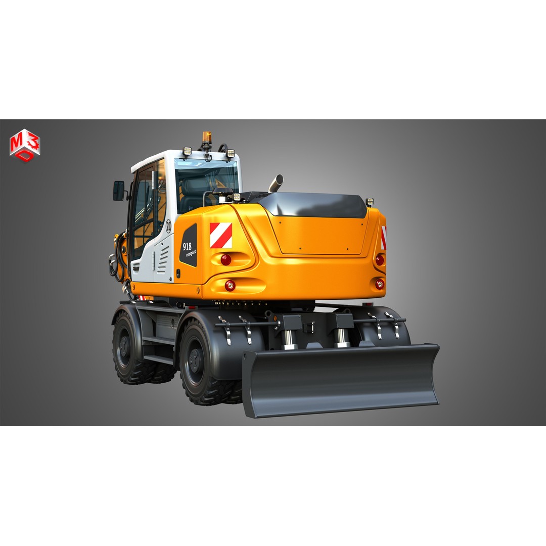 Liebherr A918 Wheeled Excavator 3D Model – High Poly PBR Asset, FBX - View 15