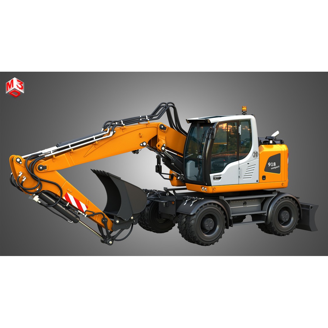 Liebherr A918 Wheeled Excavator 3D Model – High Poly PBR Asset, FBX - View 16