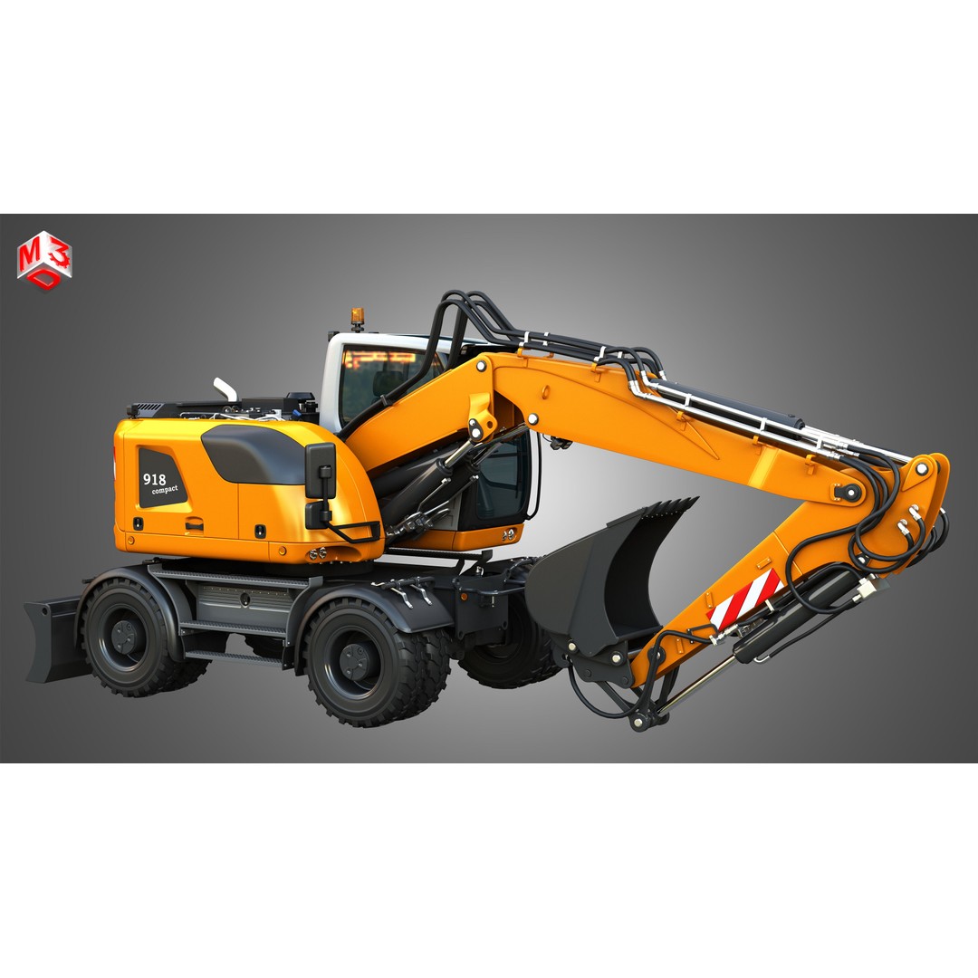 Liebherr A918 Wheeled Excavator 3D Model – High Poly PBR Asset, FBX - View 18