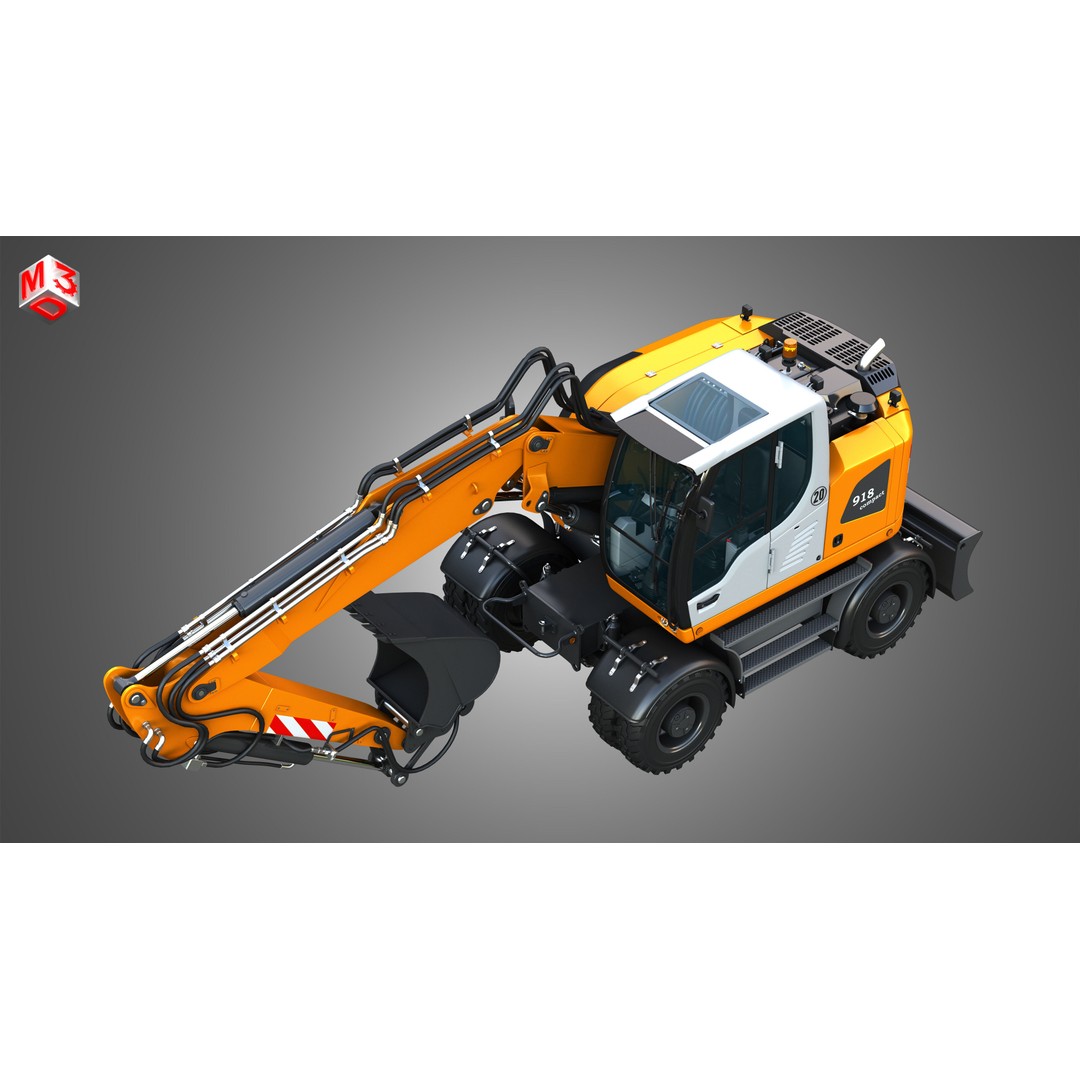 Liebherr A918 Wheeled Excavator 3D Model – High Poly PBR Asset, FBX - View 20