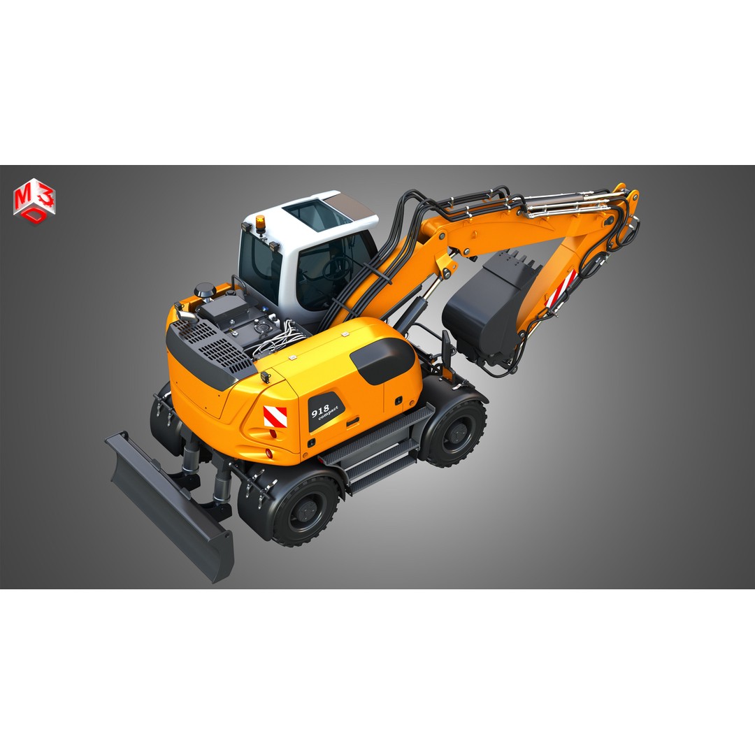 Liebherr A918 Wheeled Excavator 3D Model – High Poly PBR Asset, FBX - View 21