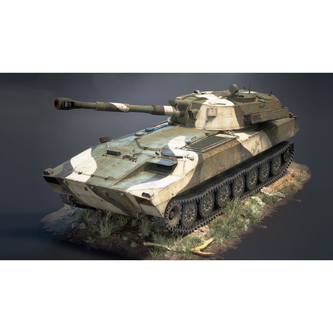 2S1 Gvozdika 3D Model – Low Poly Game Ready Vehicle, FBX - View 10