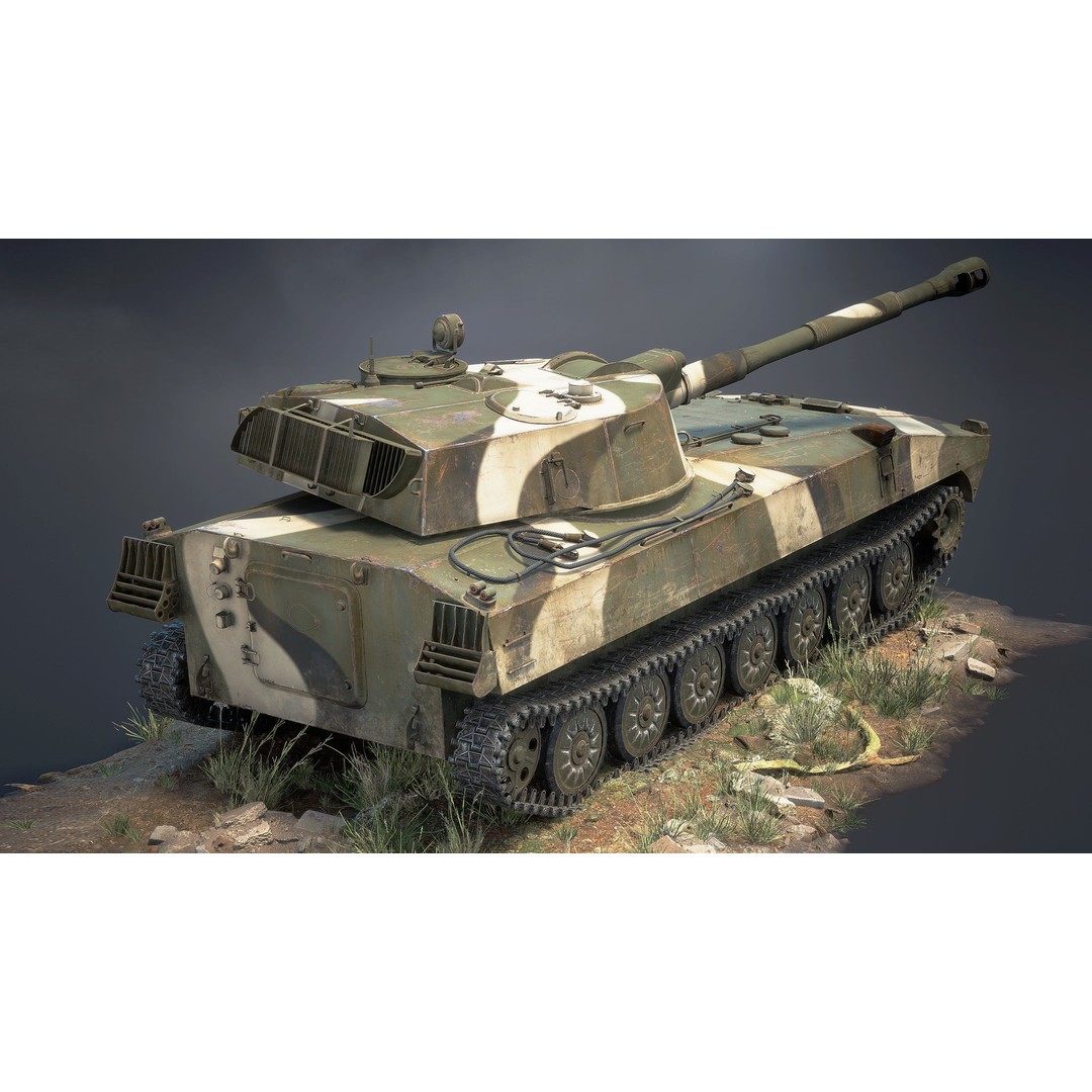 2S1 Gvozdika 3D Model – Low Poly Game Ready Vehicle, FBX - View 11