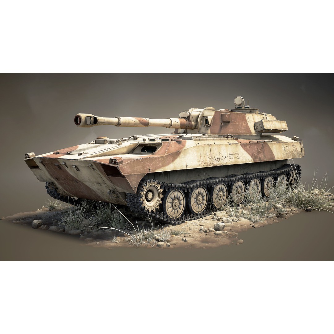 2S1 Gvozdika 3D Model – Low Poly Game Ready Vehicle, FBX - View 12