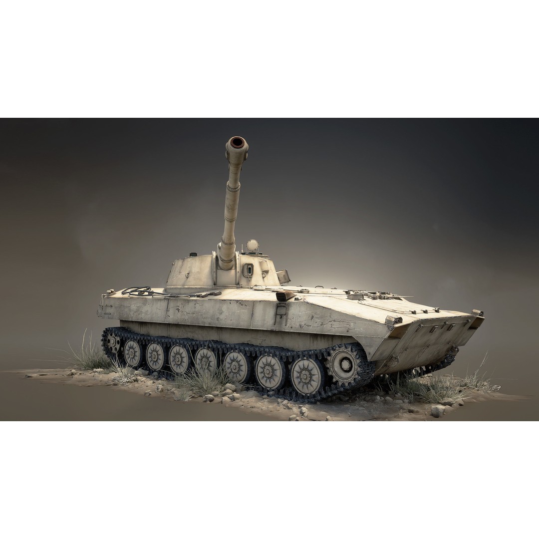 2S1 Gvozdika 3D Model – Low Poly Game Ready Vehicle, FBX - View 14