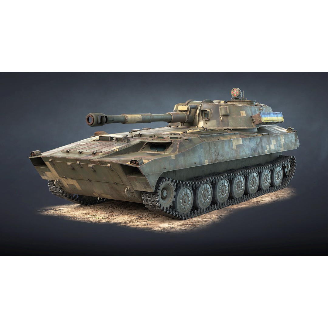 2S1 Gvozdika 3D Model – Low Poly Game Ready Vehicle, FBX - View 15