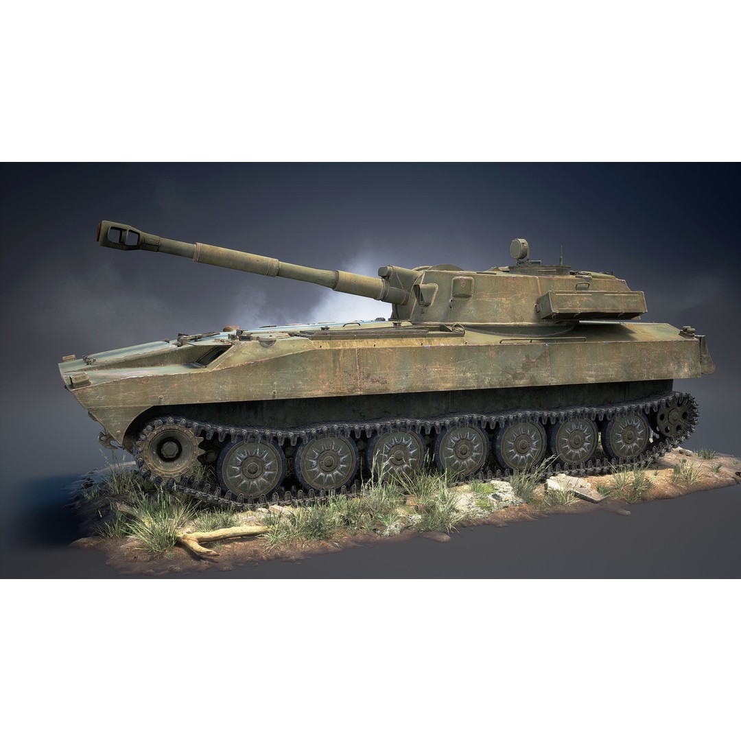 2S1 Gvozdika 3D Model – Low Poly Game Ready Vehicle, FBX - View 4