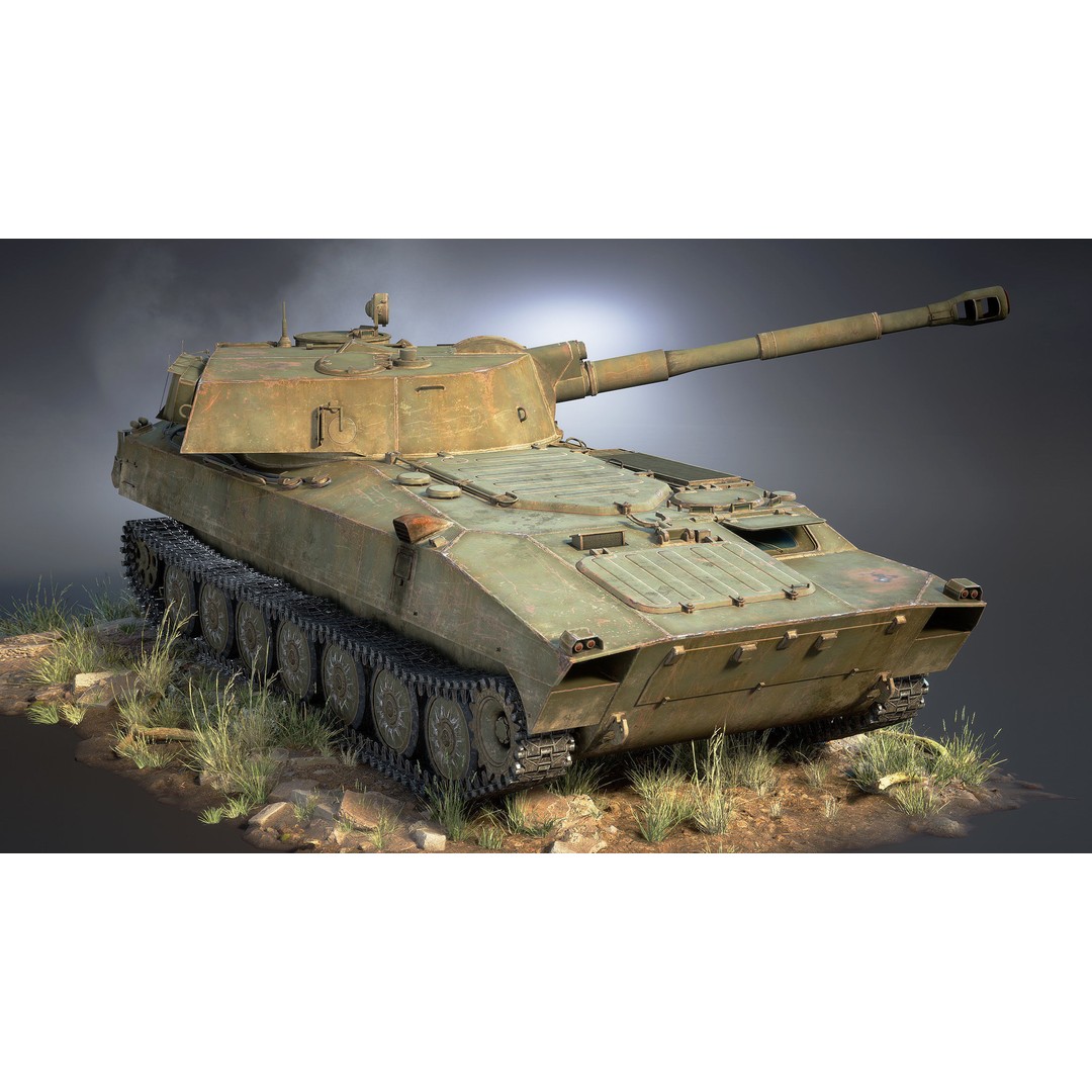 2S1 Gvozdika 3D Model – Low Poly Game Ready Vehicle, FBX - View 8