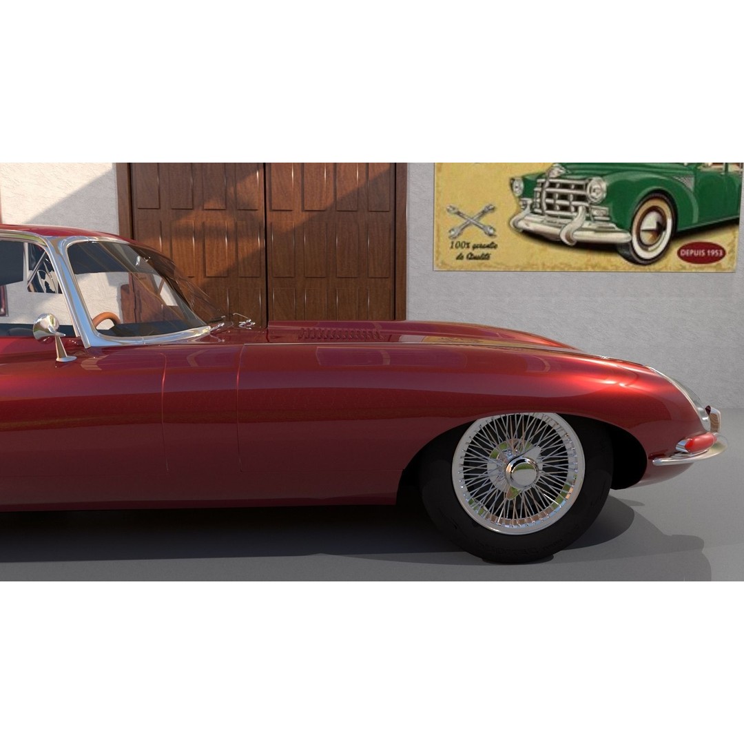 Jaguar E-Type 3D Model – High Poly Classic Car, FBX, OBJ - View 10