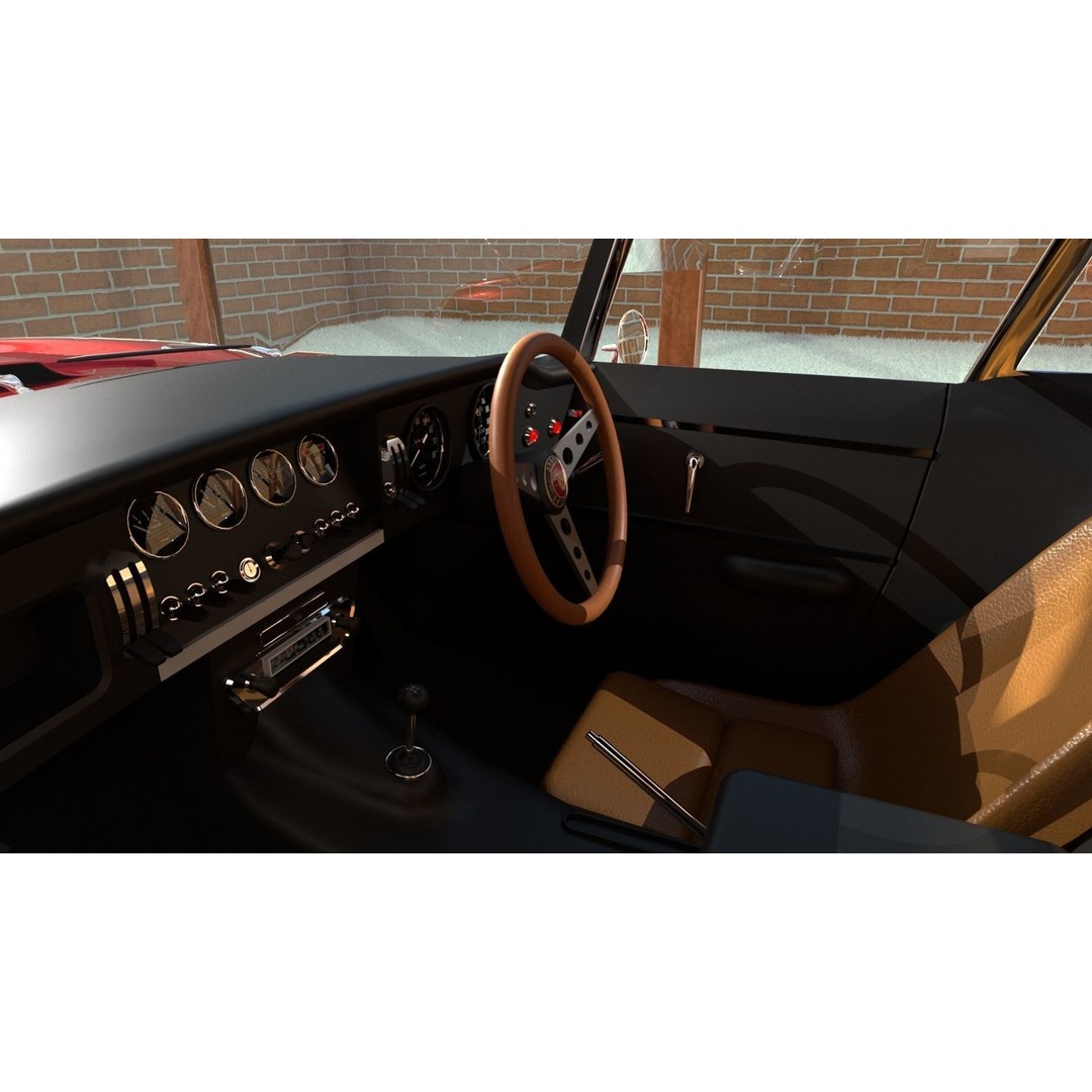 Jaguar E-Type 3D Model – High Poly Classic Car, FBX, OBJ - View 12