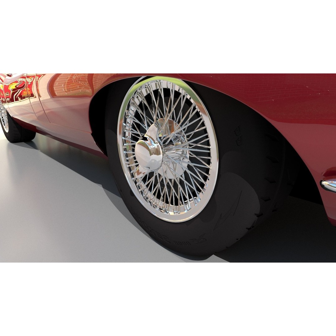 Jaguar E-Type 3D Model – High Poly Classic Car, FBX, OBJ - View 13