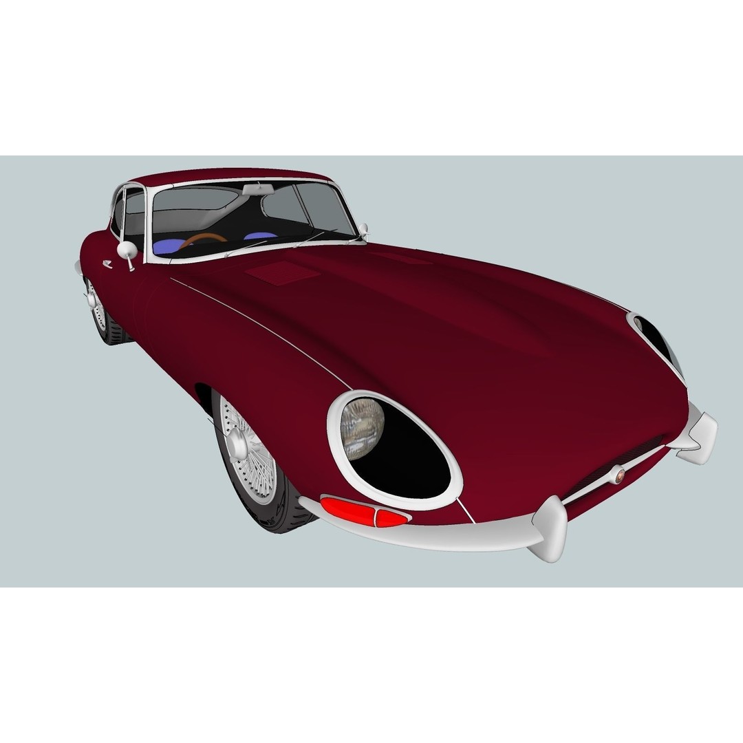 Jaguar E-Type 3D Model – High Poly Classic Car, FBX, OBJ - View 14