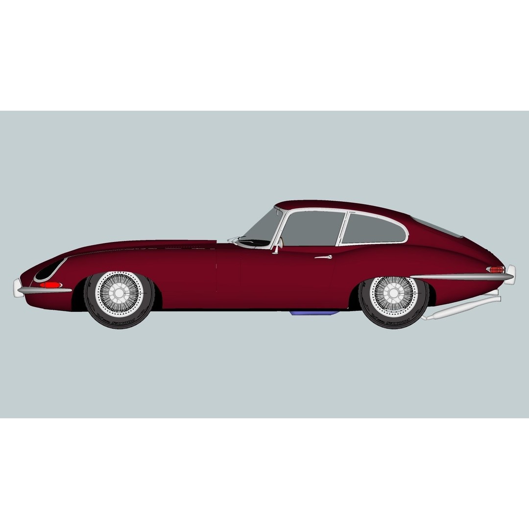 Jaguar E-Type 3D Model – High Poly Classic Car, FBX, OBJ - View 21