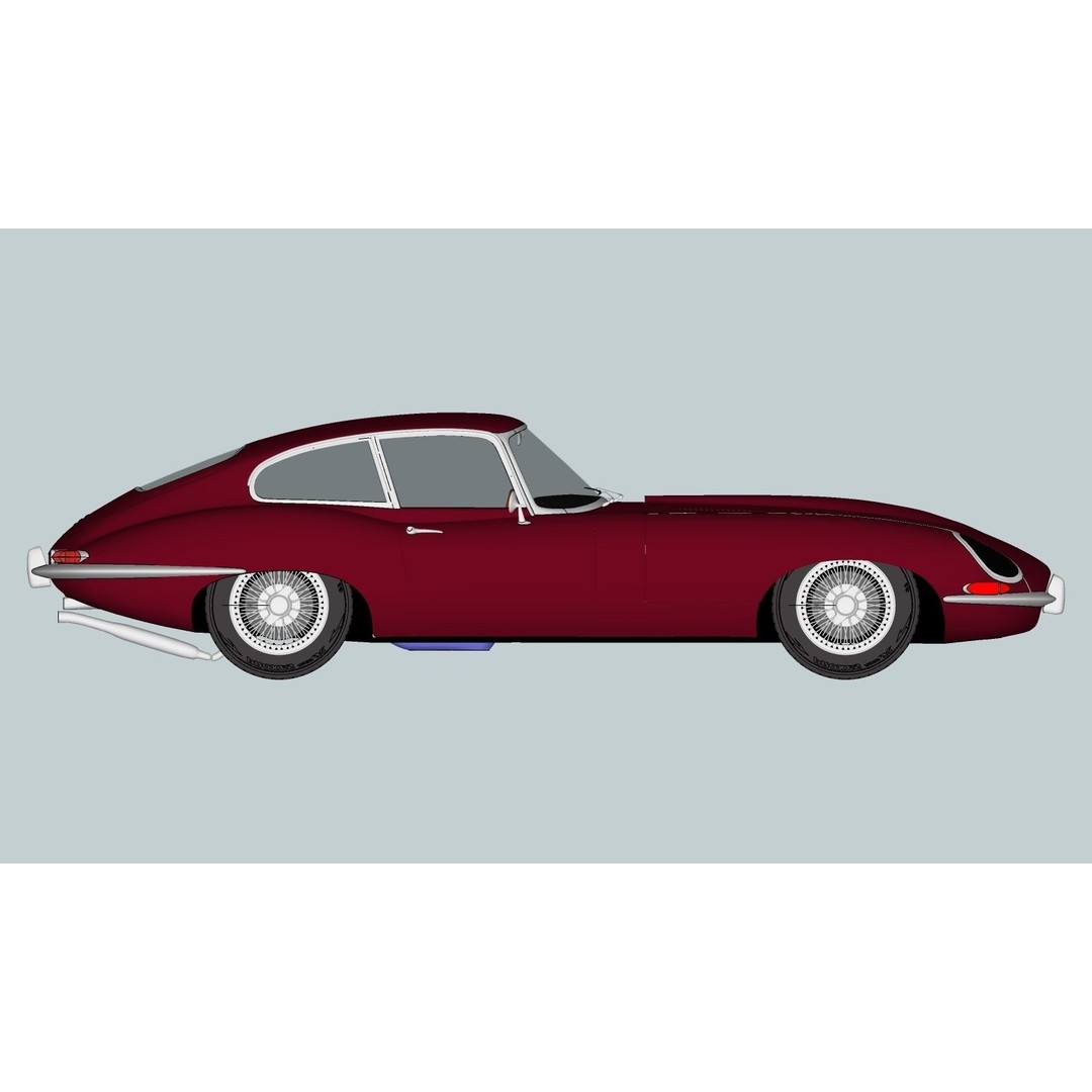 Jaguar E-Type 3D Model – High Poly Classic Car, FBX, OBJ - View 22