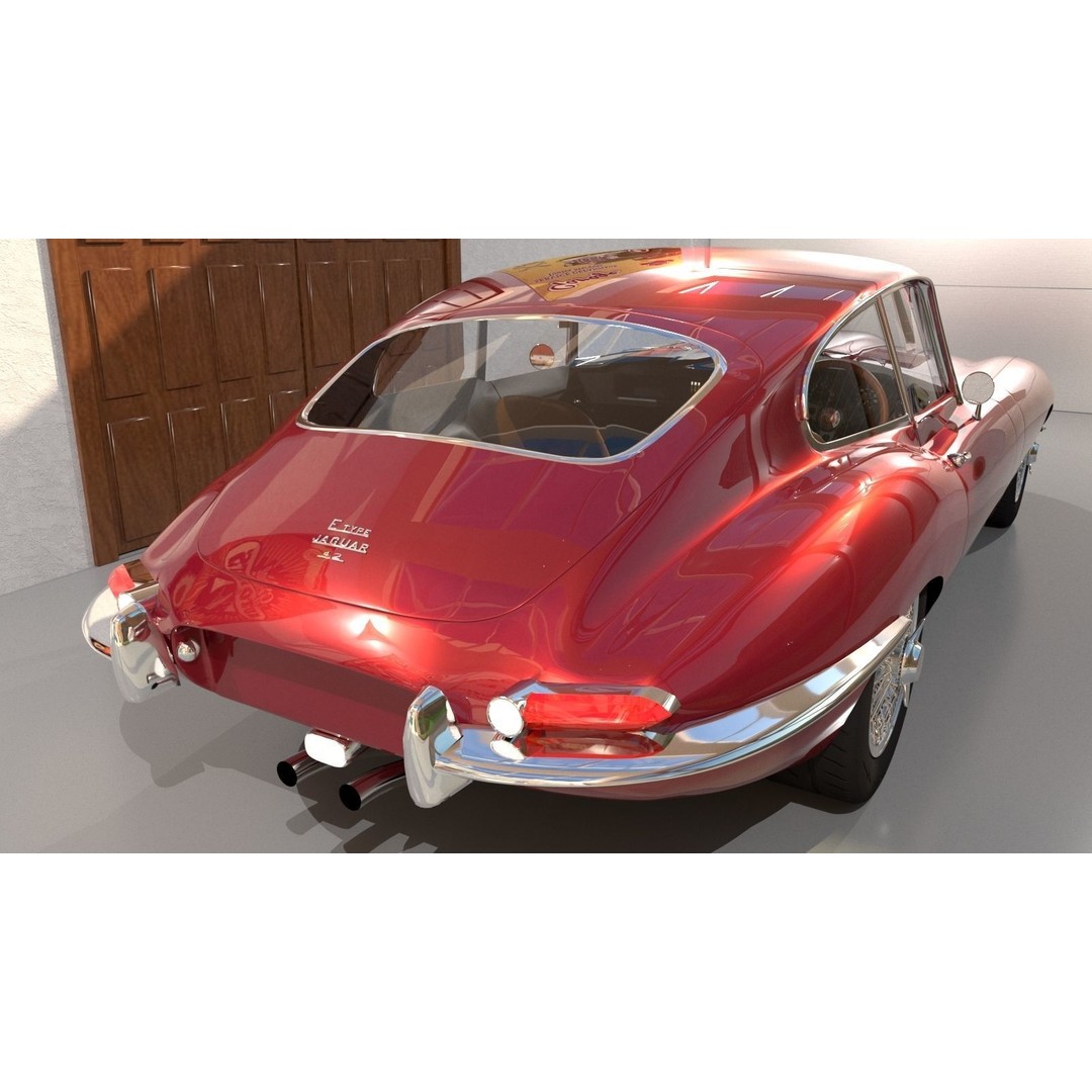 Jaguar E-Type 3D Model – High Poly Classic Car, FBX, OBJ - View 3