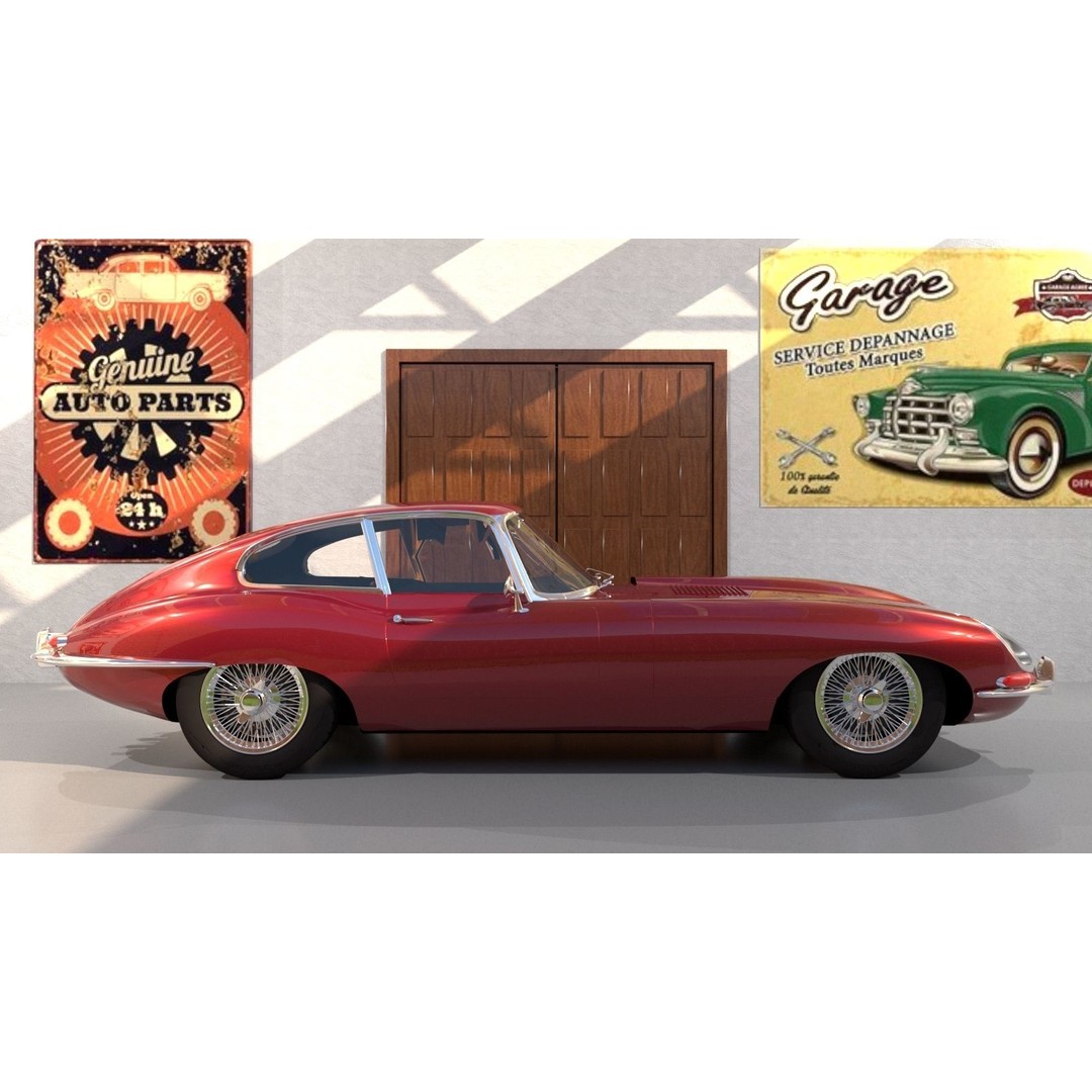Jaguar E-Type 3D Model – High Poly Classic Car, FBX, OBJ - View 4