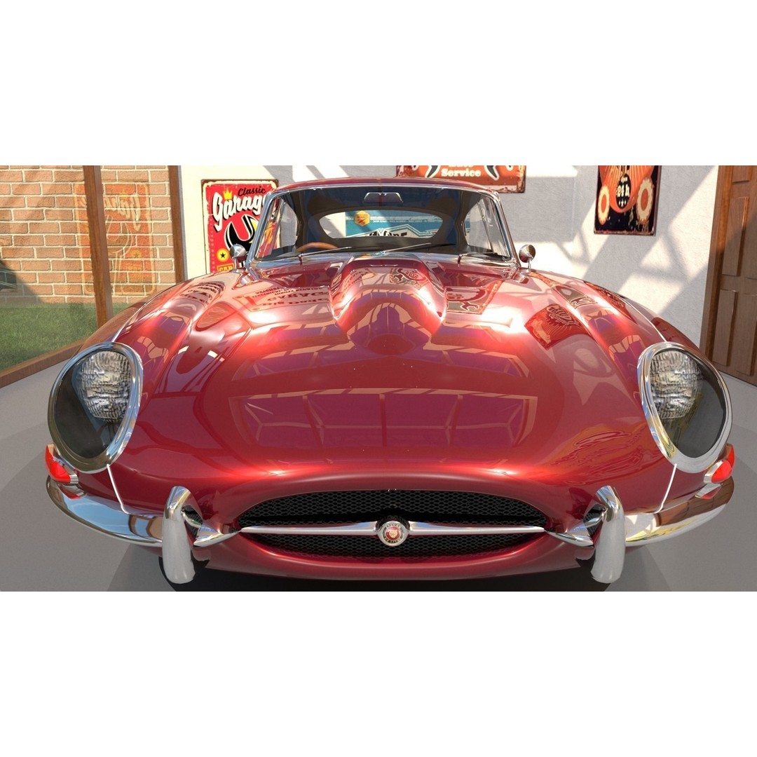 Jaguar E-Type 3D Model – High Poly Classic Car, FBX, OBJ - View 5