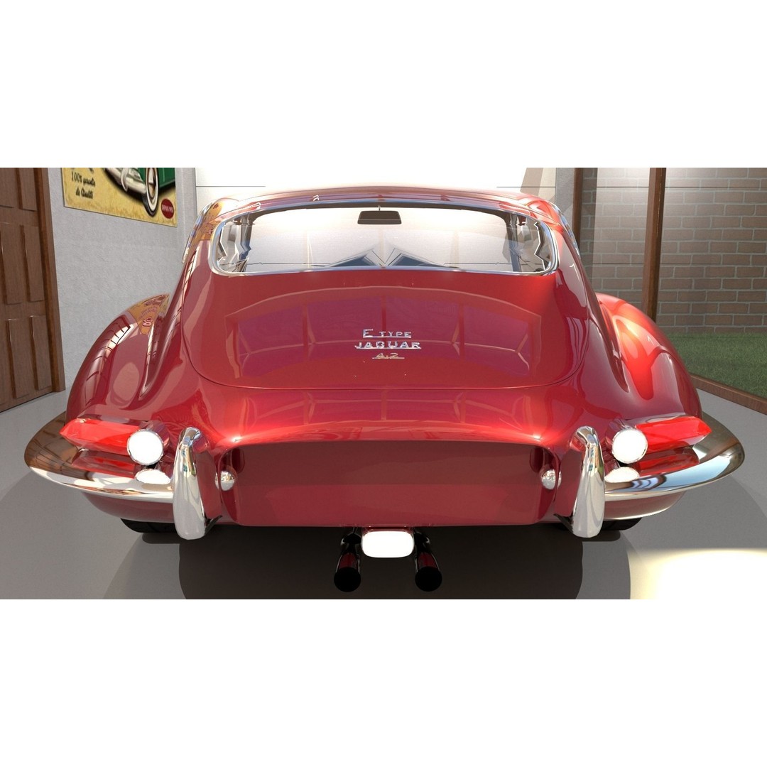 Jaguar E-Type 3D Model – High Poly Classic Car, FBX, OBJ - View 6