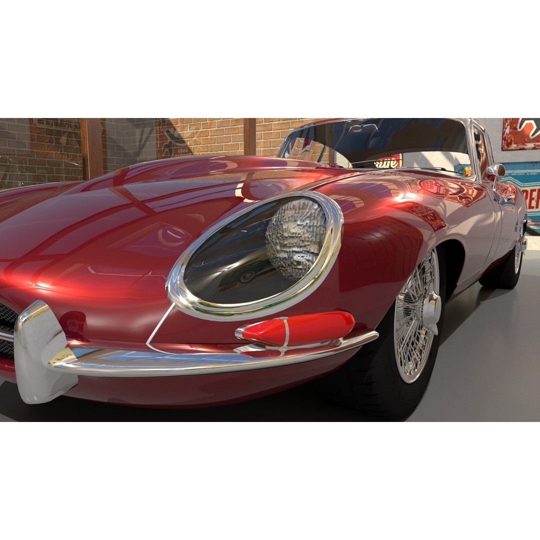 Jaguar E-Type 3D Model – High Poly Classic Car, FBX, OBJ - View 7