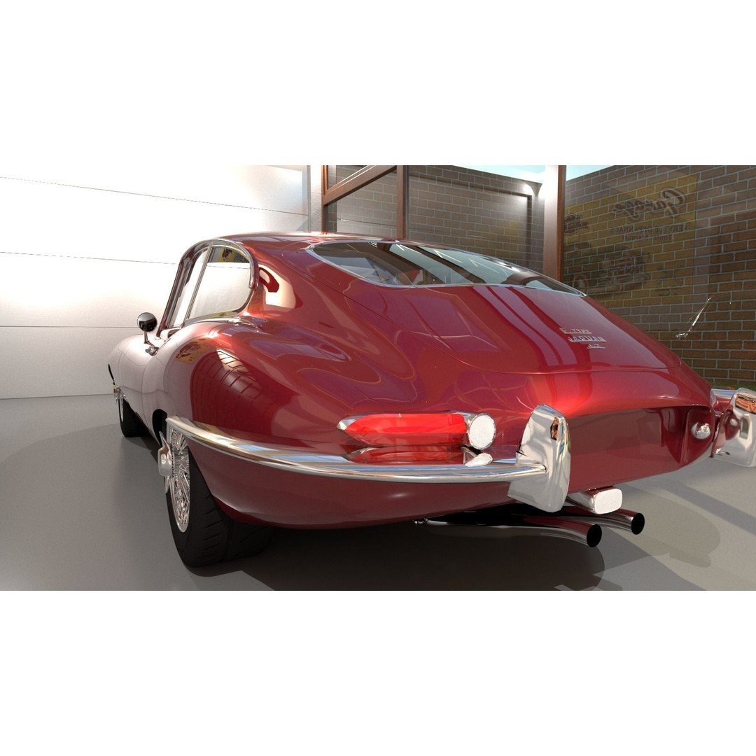 Jaguar E-Type 3D Model – High Poly Classic Car, FBX, OBJ - View 9