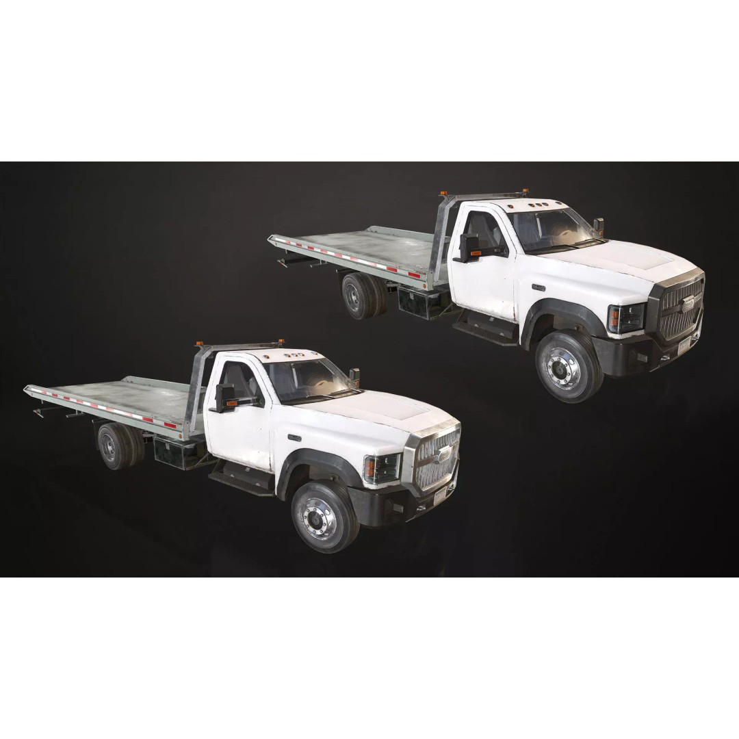 Medium Duty Truck VX400 3D Model – Low Poly Rollback Tow Truck, FBX - View 10