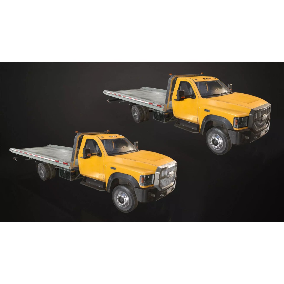 Medium Duty Truck VX400 3D Model – Low Poly Rollback Tow Truck, FBX - View 11
