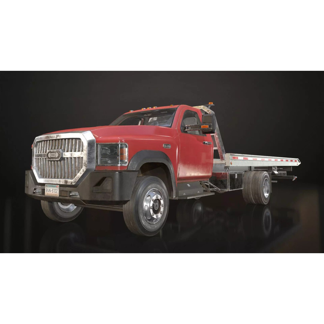 Medium Duty Truck VX400 3D Model – Low Poly Rollback Tow Truck, FBX - View 18