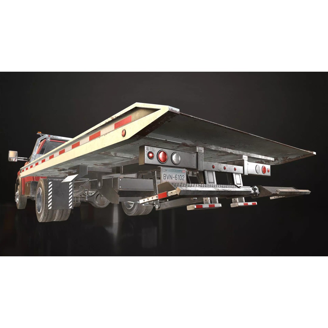 Medium Duty Truck VX400 3D Model – Low Poly Rollback Tow Truck, FBX - View 19