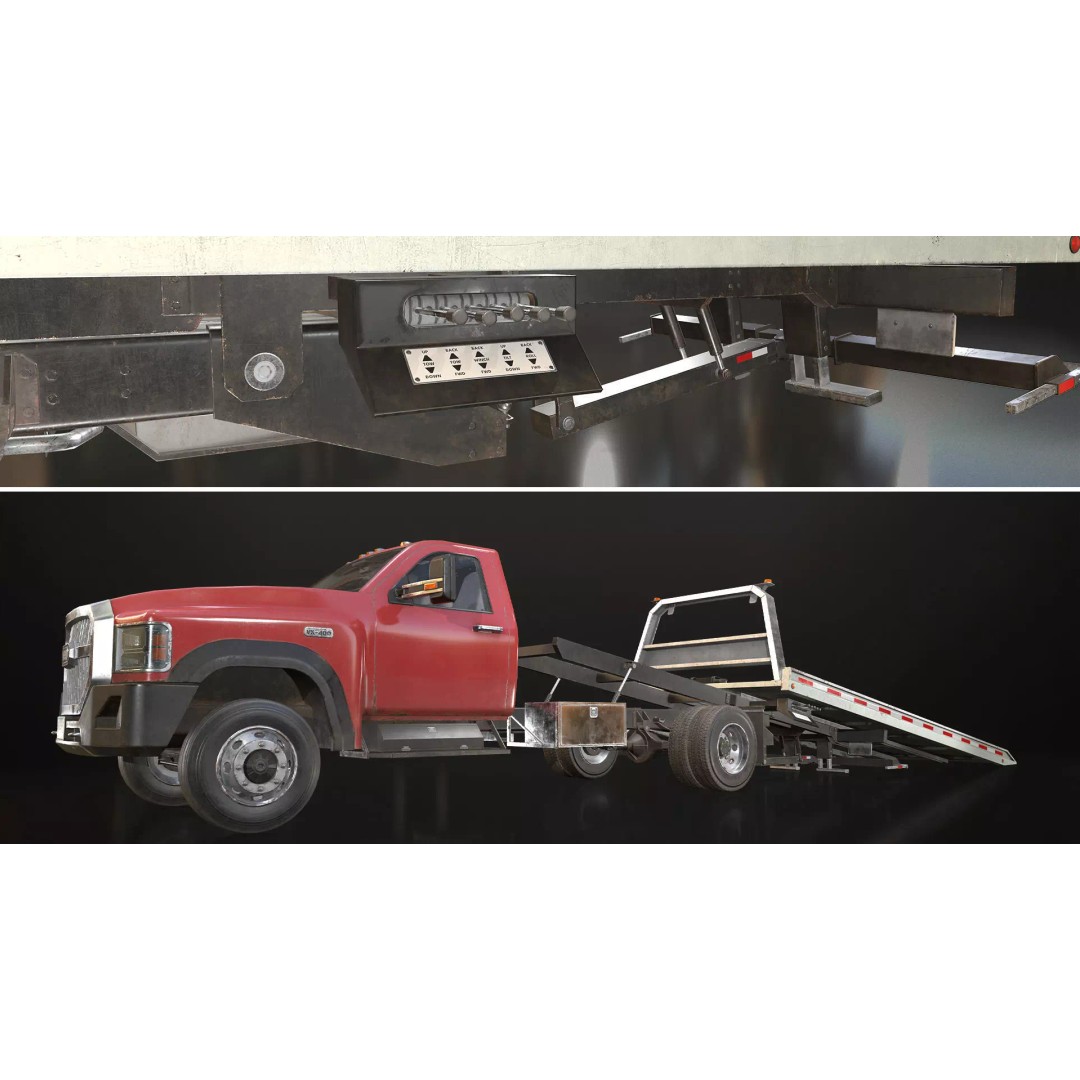 Medium Duty Truck VX400 3D Model – Low Poly Rollback Tow Truck, FBX - View 20