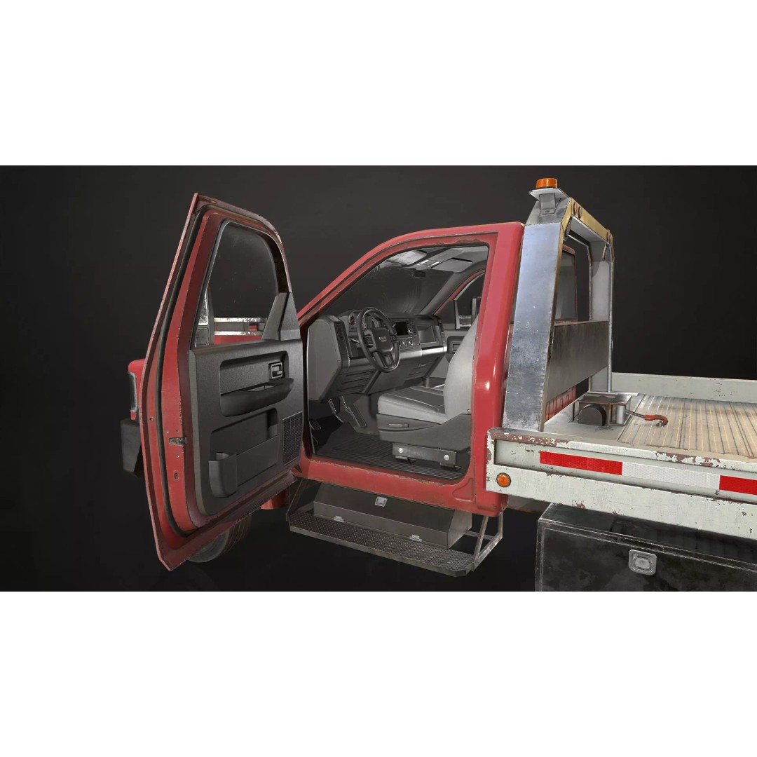 Medium Duty Truck VX400 3D Model – Low Poly Rollback Tow Truck, FBX - View 21
