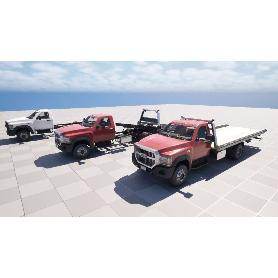 Medium Duty Truck VX400 3D Model – Low Poly Rollback Tow Truck, FBX - View 28