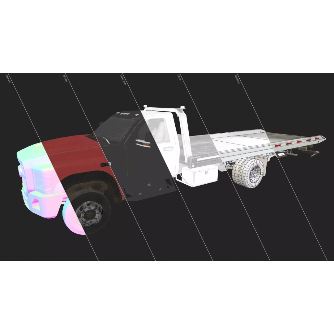 Medium Duty Truck VX400 3D Model – Low Poly Rollback Tow Truck, FBX - View 29