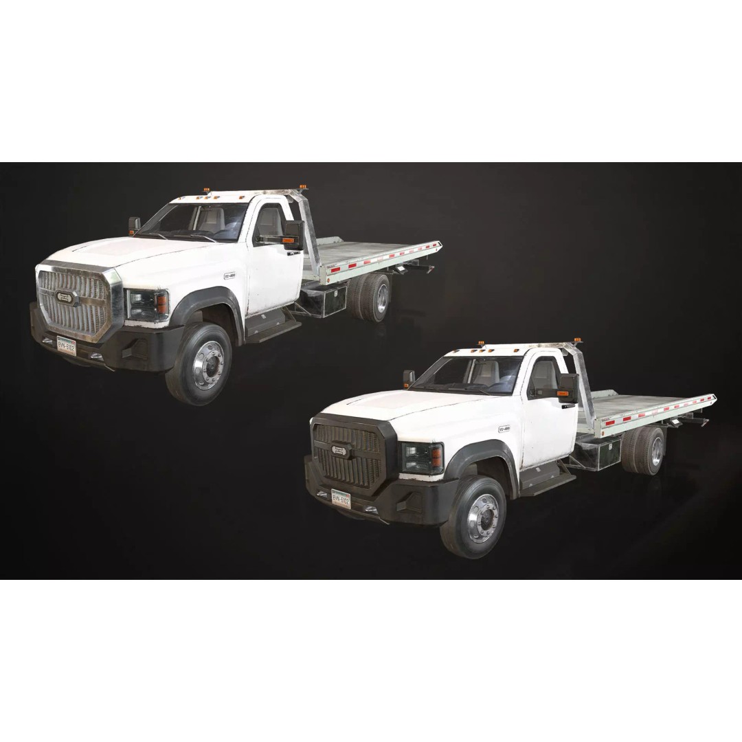 Medium Duty Truck VX400 3D Model – Low Poly Rollback Tow Truck, FBX - View 5