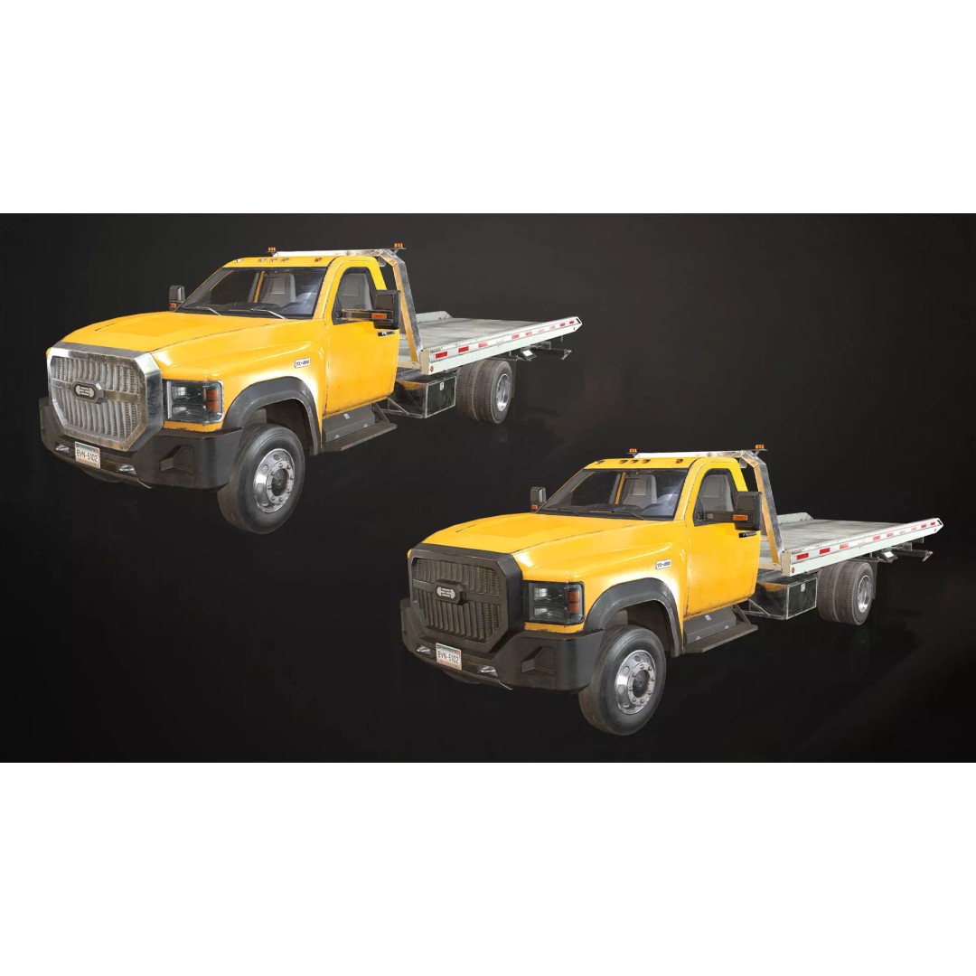 Medium Duty Truck VX400 3D Model – Low Poly Rollback Tow Truck, FBX - View 6