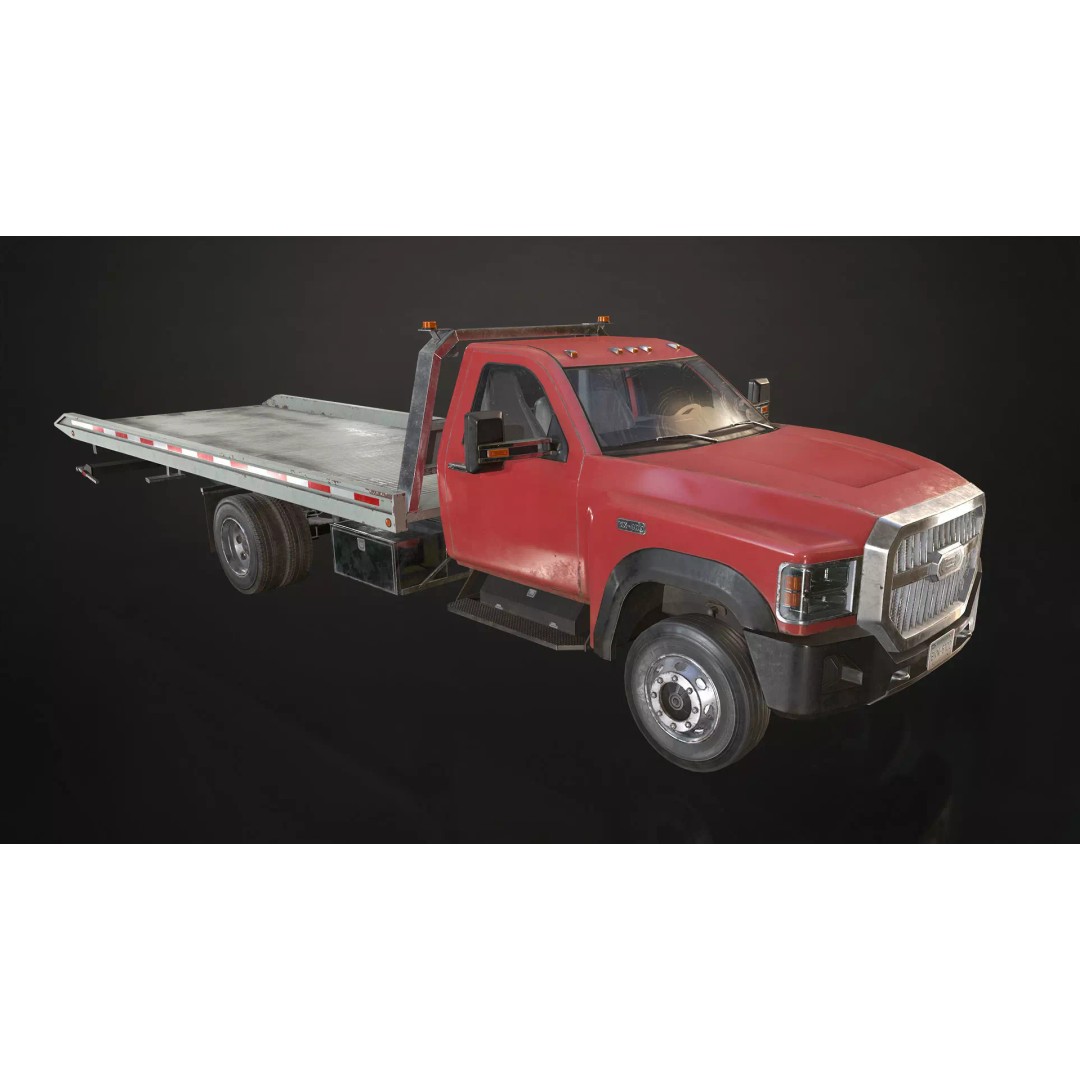 Medium Duty Truck VX400 3D Model – Low Poly Rollback Tow Truck, FBX - View 7